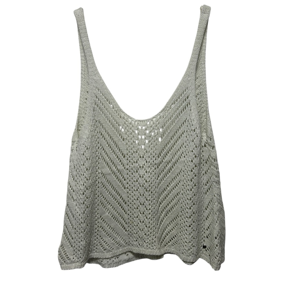 Abercrombie & Fitch Crochet Knit Tank Top in Light Gray